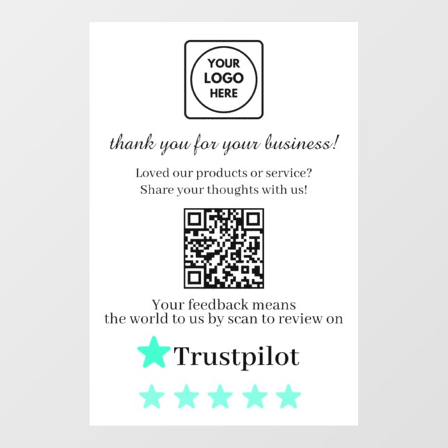Clear QR Review Decal for Storefront Window  (Sheet)