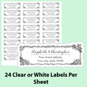 Clear Return Address Floral Custom Transparent