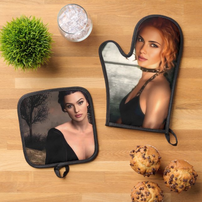 Clear Shadows and Italian Fall Oven Mitt & Pot Holder Set (Top Down)