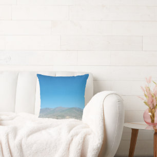 Clear Sky Over Mountain Landscape Cushion