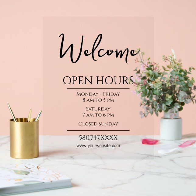 Clear Small Business Hours Sign (Wedding)