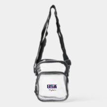 Clear Stadium bag- Red & Blue USA Typography