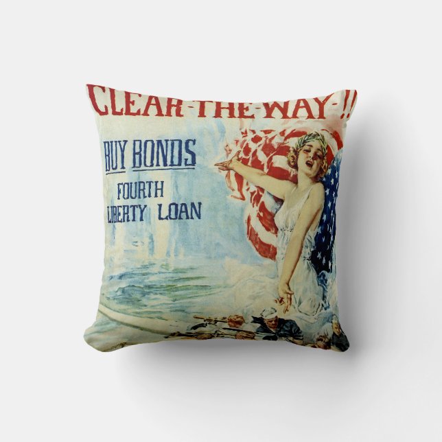Clear the Way!! - Fourth Liberty Loan Cushion (Front)