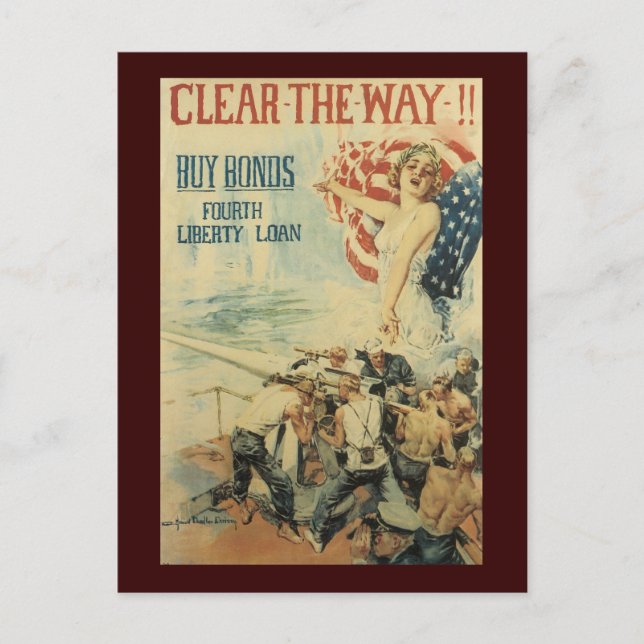 Clear The Way World War II Postcard (Front)