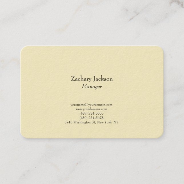 Clear trend elegant plain simple minimalist yellow business card (Front)