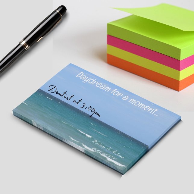 Clear turquoise beach checkbook cover post-it notes (Beach themed favors for your guests that are useful like this post it note pad)