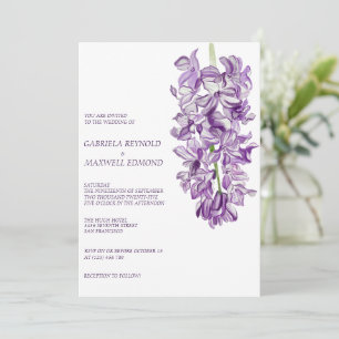 Clear Watercolour Hyacinth Flower Wedding Invitation