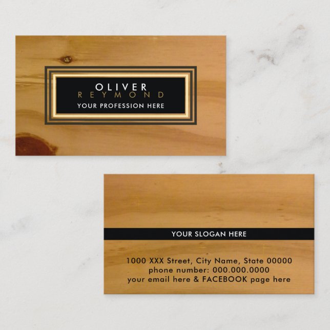 clear wood texture modern classic professional business card (Front/Back)