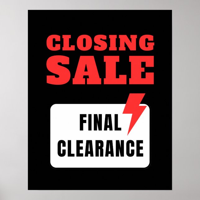 Clearance Sale Sign, Retail Store Closing Sale Poster (Front)
