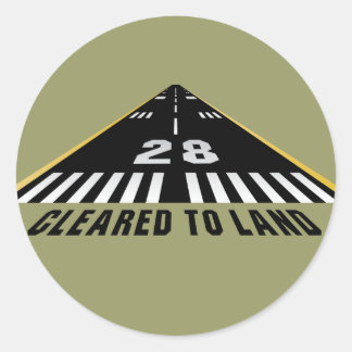 Cleared To Land Runway Classic Round Sticker