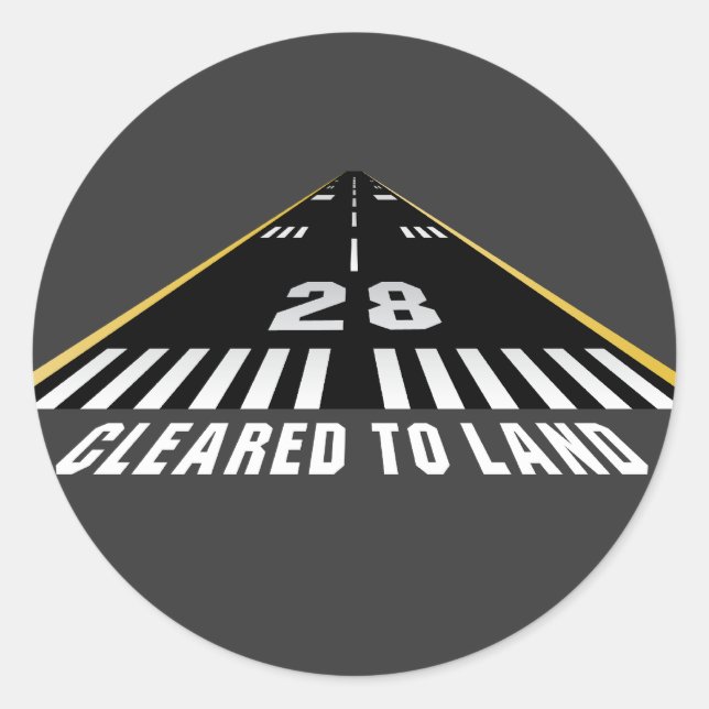 Cleared To Land Runway Classic Round Sticker (Front)