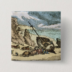 Clearing a Wreck on the North Coast of Cornwall, f 15 Cm Square Badge