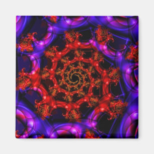 Clearly   Red and Blue Fractal Art Magnet