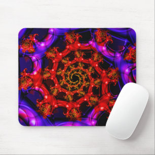 Clearly Red and Blue Fractal Art Mouse Pad