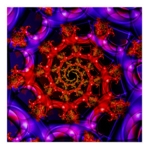 Clearly Red and Blue Fractal Art Poster