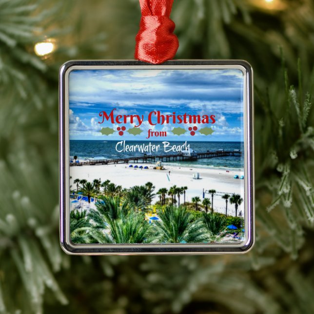 Clearwater Beach Christmas Metal Ornament (Tree)