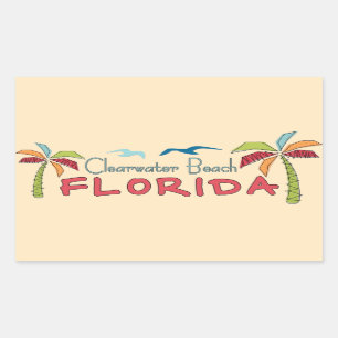 Clearwater Beach Florida artsy palms Rectangular Sticker