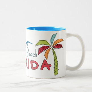 Clearwater Beach Florida artsy palms Two-Tone Coffee Mug