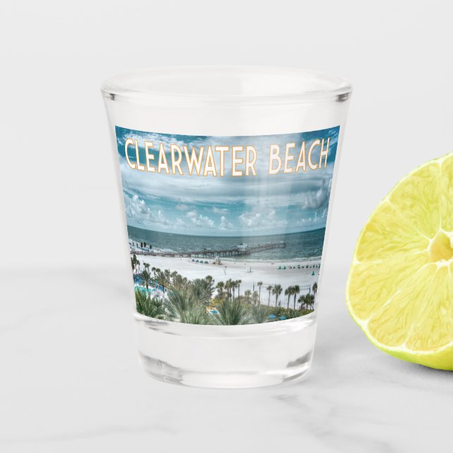 Clearwater Beach Florida beach scene Shot Glass (Front)