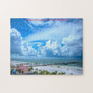 Clearwater Beach Florida. Christmas Greetings Jigsaw Puzzle