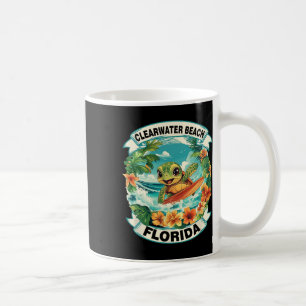 Clearwater Beach Florida Cute Sea Turtle Surfing S Coffee Mug
