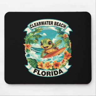 Clearwater Beach Florida Cute Sea Turtle Surfing S Mouse Pad