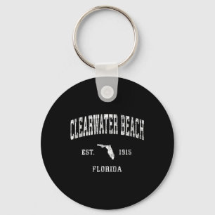 Clearwater Beach Florida Fl Vintage Athletic Sport Key Ring