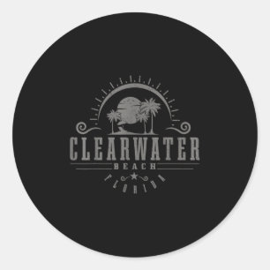 Clearwater Beach Florida Fl Vintage Sunset Surf Va Classic Round Sticker