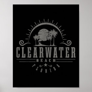 Clearwater Beach Florida Fl Vintage Sunset Surf Va Poster