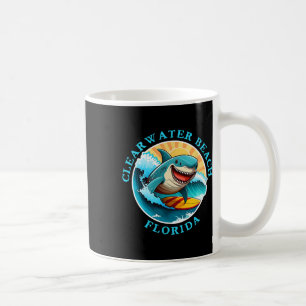 Clearwater Beach Florida Happy Surfing Shark Souve Coffee Mug