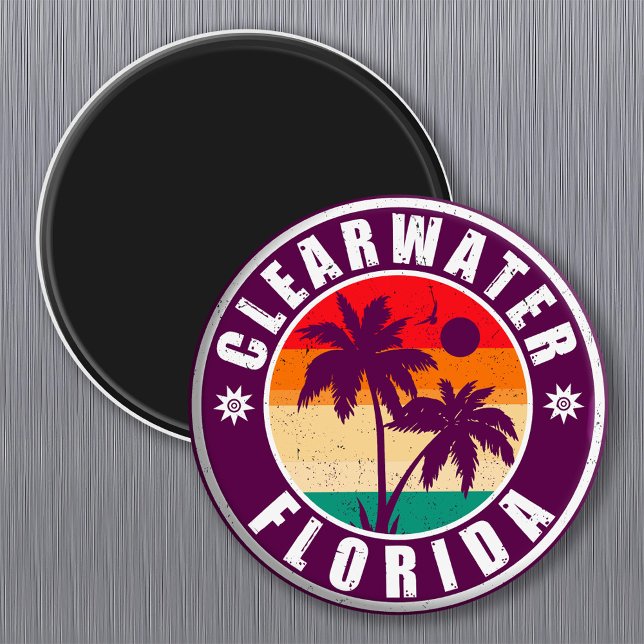 Clearwater Beach Florida Palm Tree Souvenirs 60s Magnet (Creator Uploaded)