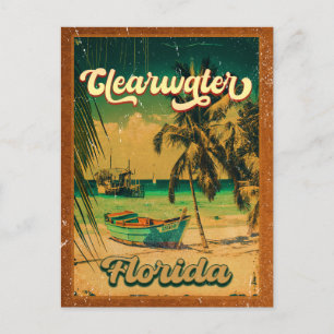 Clearwater Beach Florida Palm Tree Souvenirs 60s Postcard
