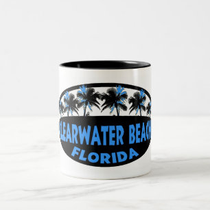 Clearwater Beach Florida palms Two-Tone Coffee Mug