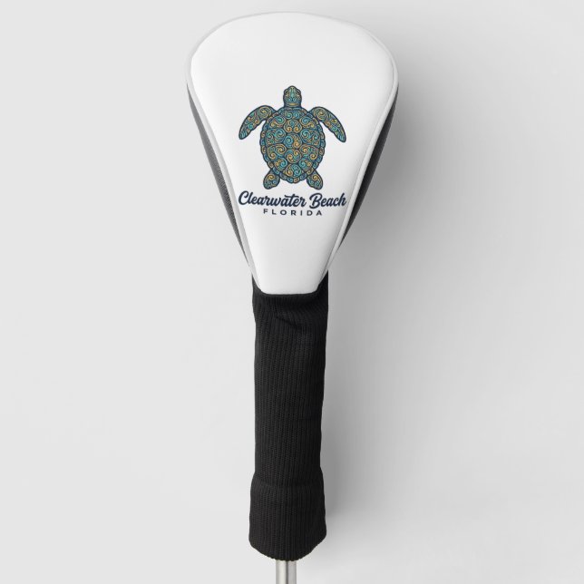 Clearwater Beach Florida Sea Turtle Vector Design_ Golf Head Cover (Front)