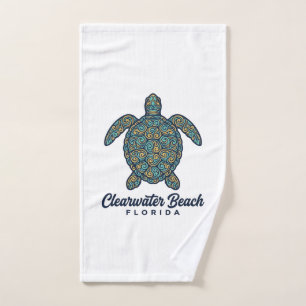 Clearwater Beach Florida Sea Turtle Vector Design_ Hand Towel