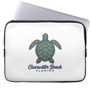 Clearwater Beach Florida Sea Turtle Vector Design_ Laptop Sleeve