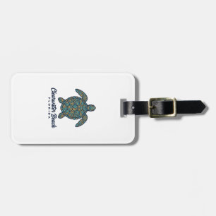 Clearwater Beach Florida Sea Turtle Vector Design_ Luggage Tag