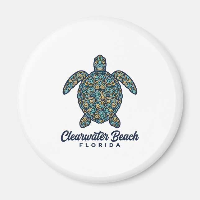 Clearwater Beach Florida Sea Turtle Vector Design_ Magnet (Front)
