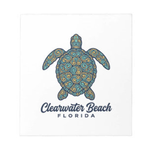 Clearwater Beach Florida Sea Turtle Vector Design_ Notepad