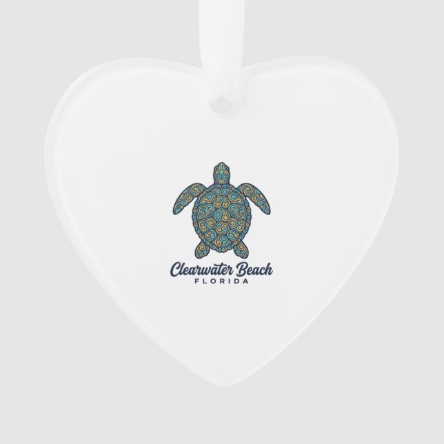 Clearwater Beach Florida Sea Turtle Vector Design_ Ornament (Front)