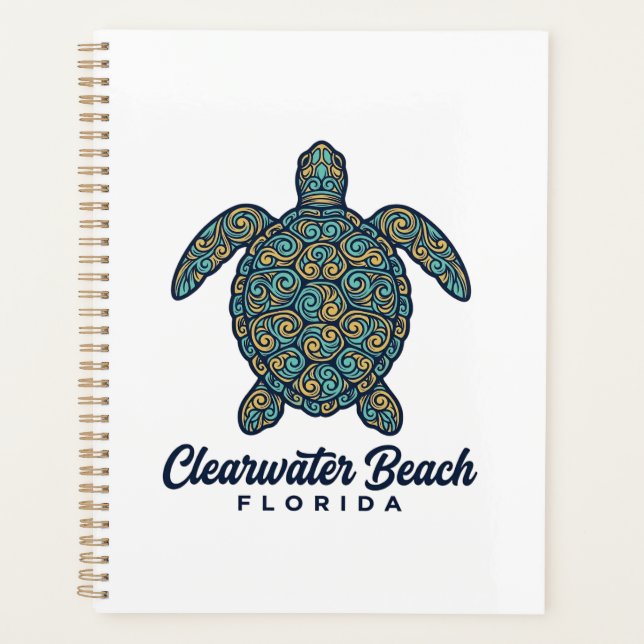 Clearwater Beach Florida Sea Turtle Vector Design_ Planner (Front)