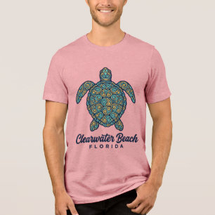 Clearwater Beach Florida Sea Turtle Vector Design_ Tri-Blend Shirt