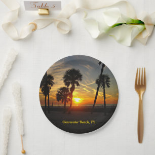 Clearwater Beach, Florida Sunset Paper Plate