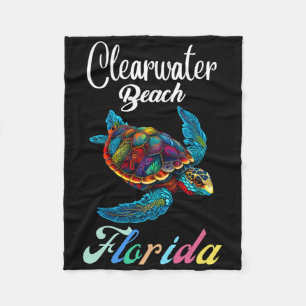 Clearwater Beach Florida Tie Dye Sea Turtle Family Fleece Blanket