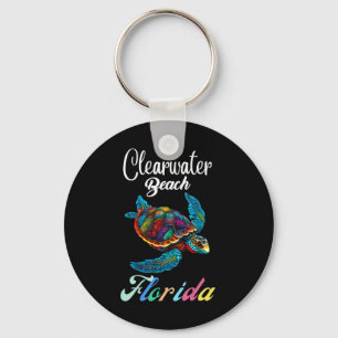 Clearwater Beach Florida Tie Dye Sea Turtle Family Key Ring