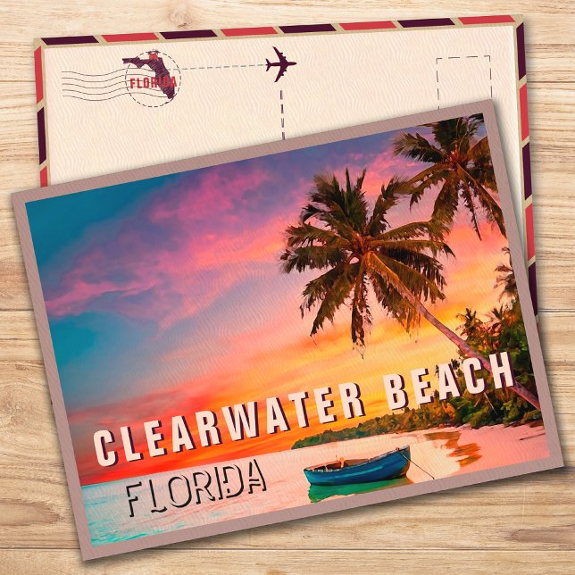 Clearwater Beach Florida Tropical Palm Tree 1950s Postcard (Creator Uploaded)