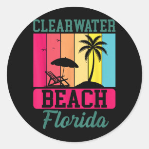 Clearwater Beach Florida Tropical Summer Vintage Classic Round Sticker
