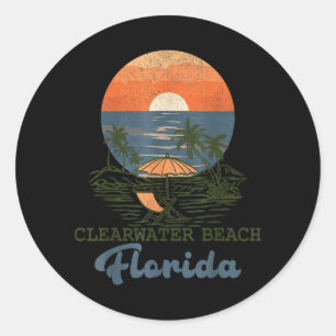 Clearwater Beach Florida Tropical Sunset Summer Classic Round Sticker