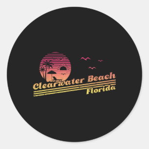 Clearwater Beach Florida Tropical Sunset Summer Classic Round Sticker