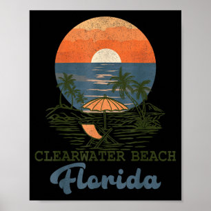 Clearwater Beach Florida Tropical Sunset Summer Poster